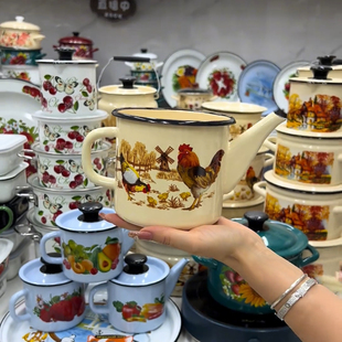 珐琅搪瓷壶老式复古新款杯子2025搪瓷油壶储油壶容器厨房厨房器皿