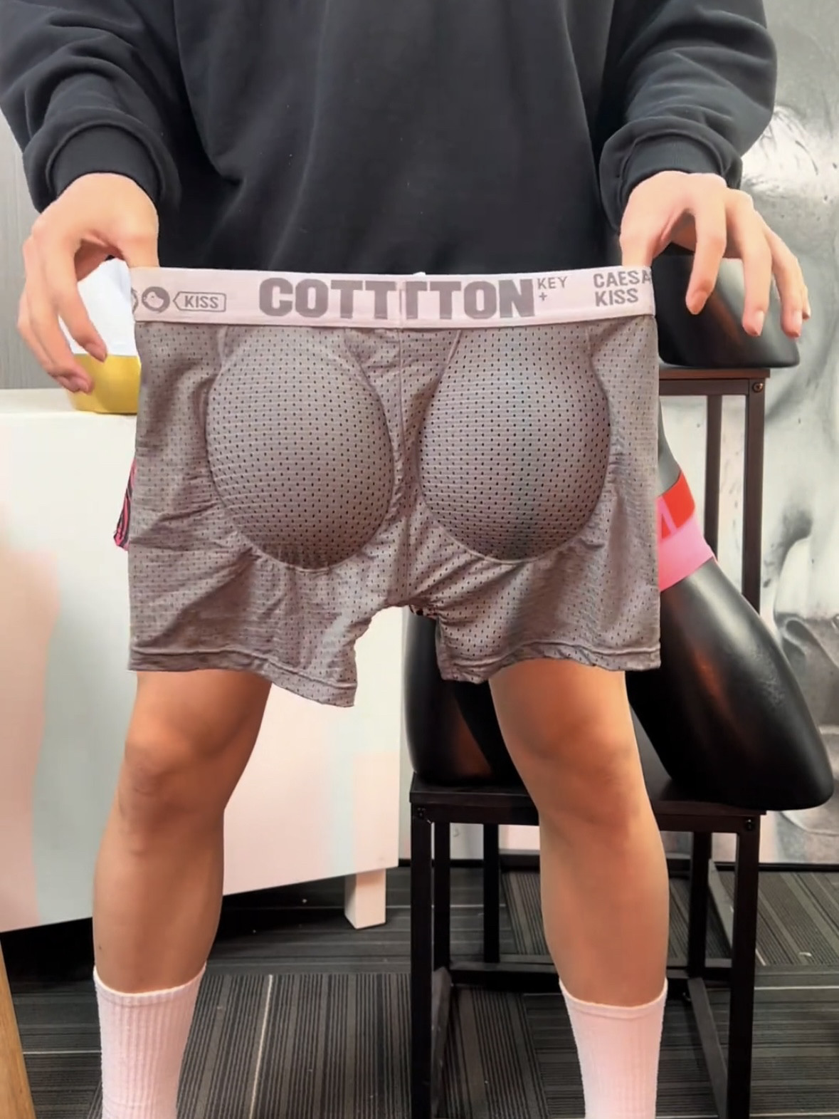 假屁股提臀平角裤男自然款丰臀丰胯内裤海绵垫蜜桃臀男生翘臀神器