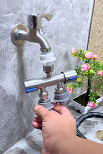 便携式分管不锈钢三角阀三通一分二双水龙头一进二出双控新款