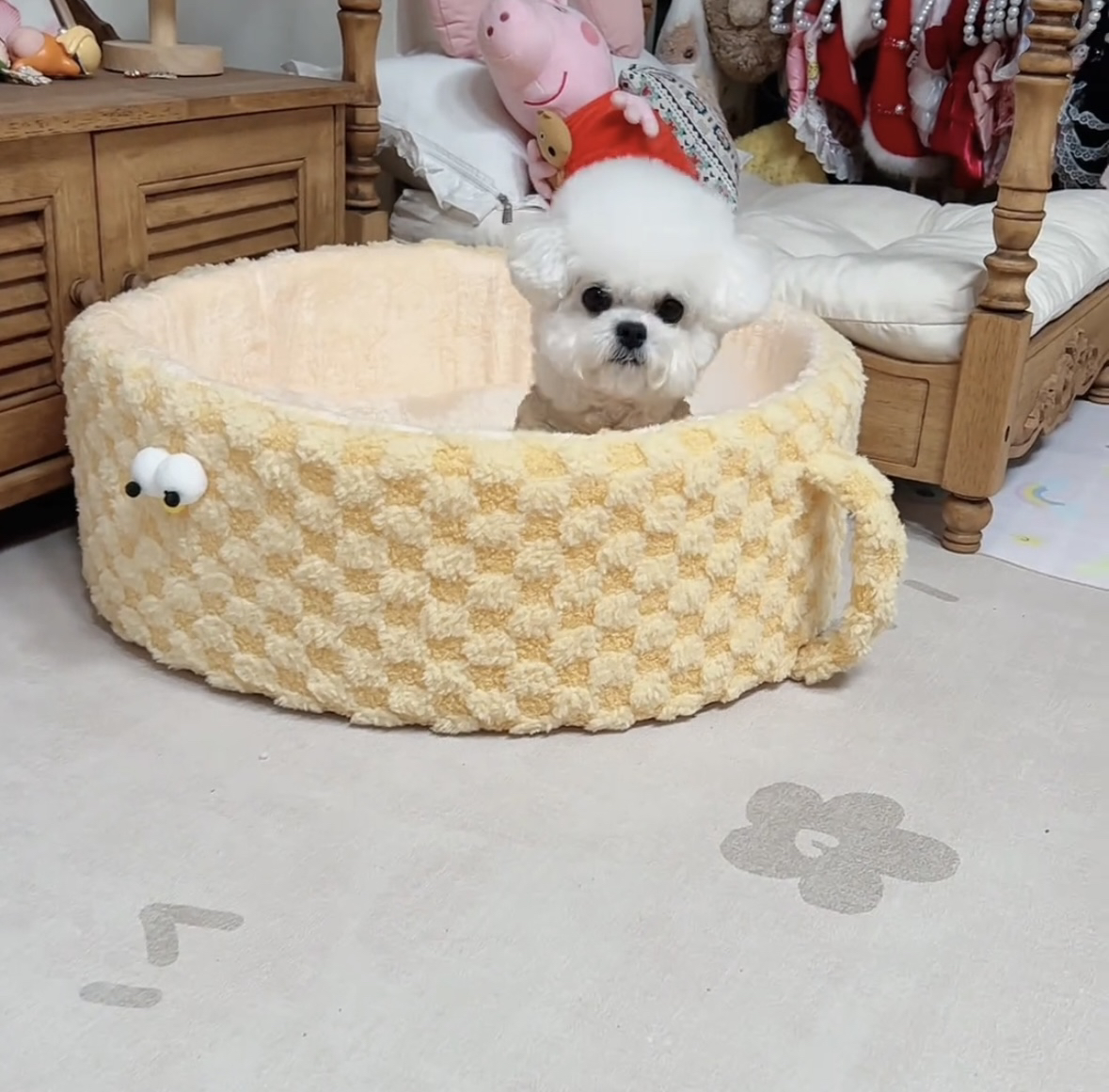 冬季可爱大眼仔猫窝保暖可拆洗狗窝敞开式宠物窝猫狗垫子
