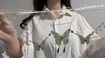 新款蕾丝蝴蝶流苏锁骨链女士纯欲风森系小众设计甜酷辣妹性感颈链