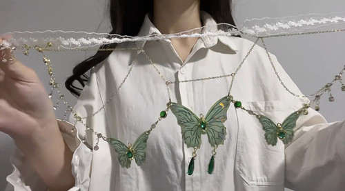 新款蕾丝蝴蝶流苏锁骨链女士纯欲风森系小众设计甜酷辣妹性感颈链