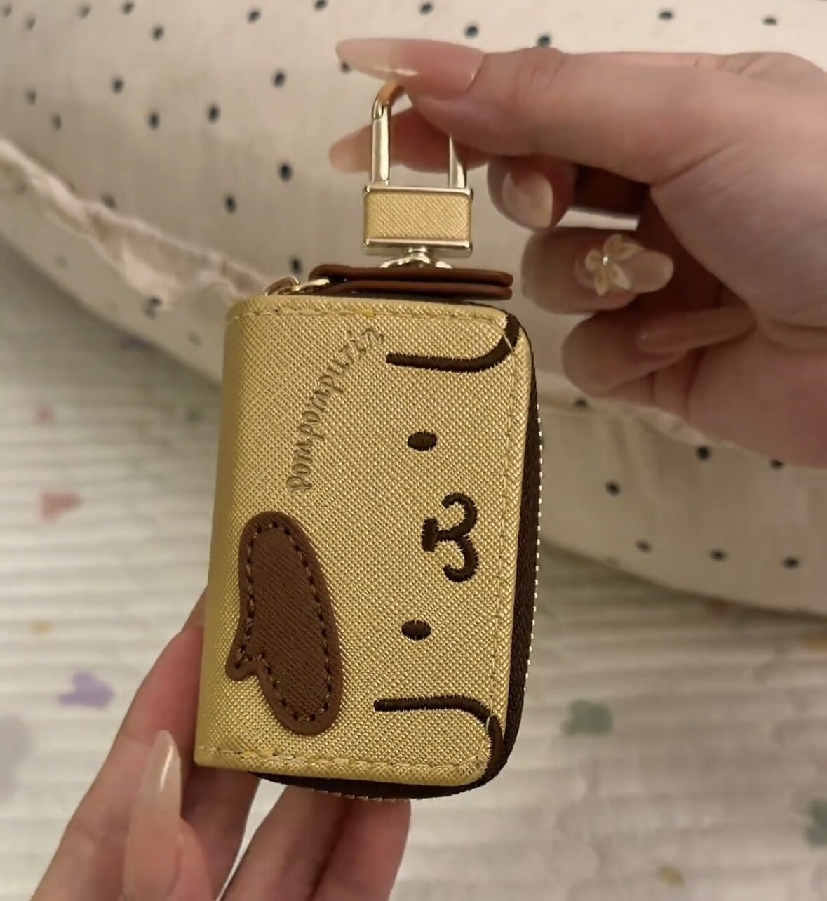 新品布丁狗汽车钥匙包遥控器门禁收纳PU小包挂件电动车耳机收纳