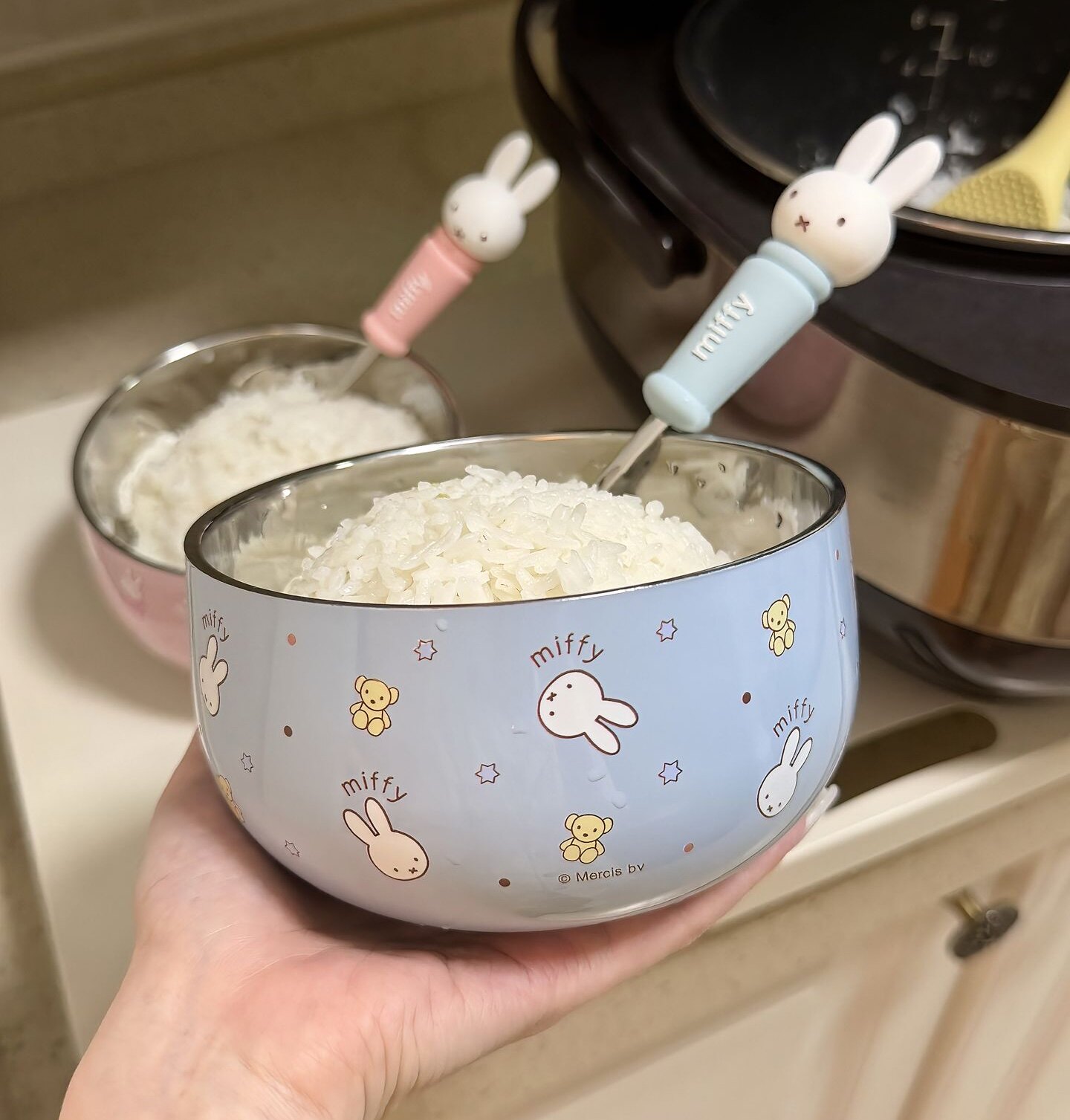 新品可爱卡通米菲兔316不锈钢碗儿童碗宝宝辅食碗家用饭碗餐具