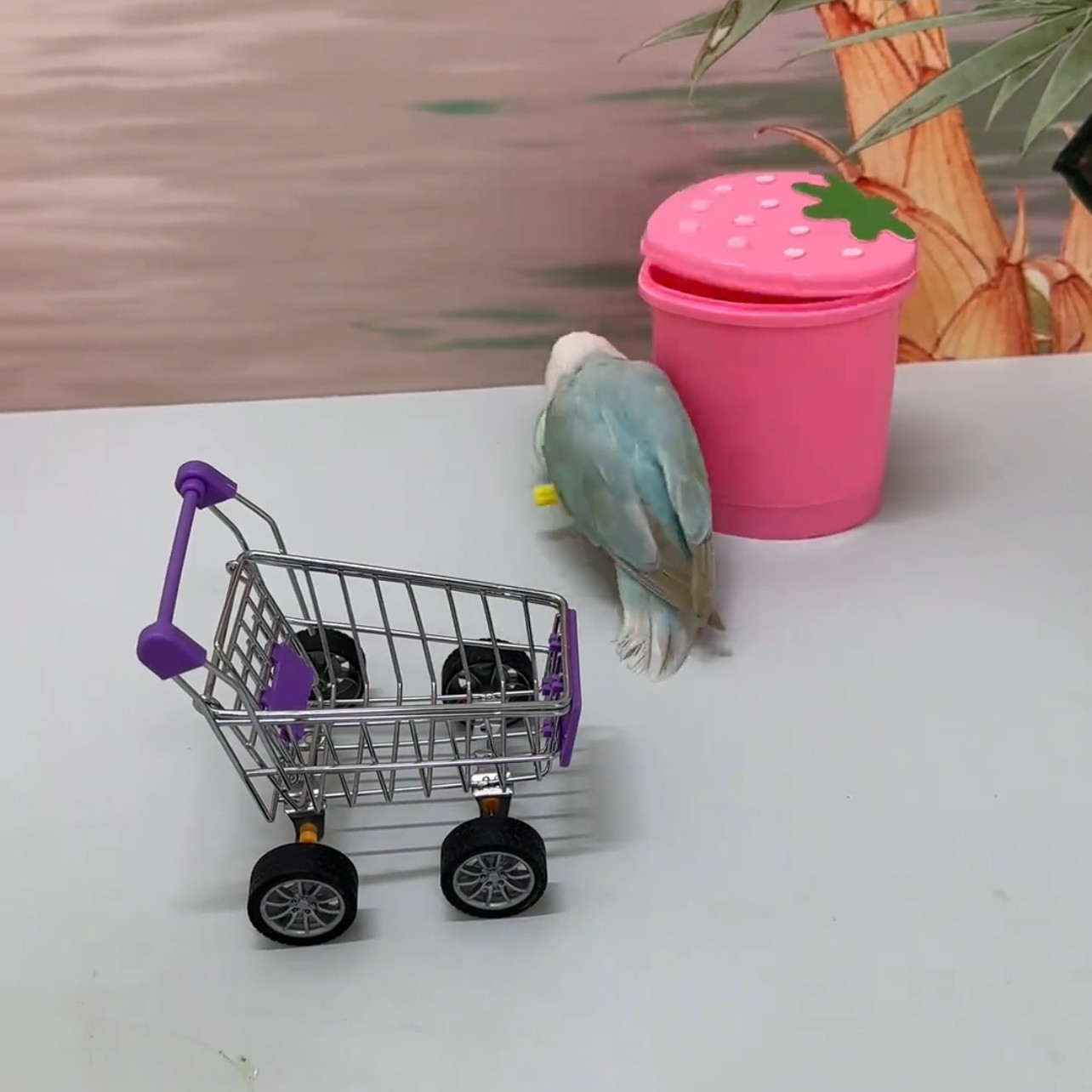 迷你仿真购物车手推车儿童节礼物造景过家家玩具食物益智模型创意
