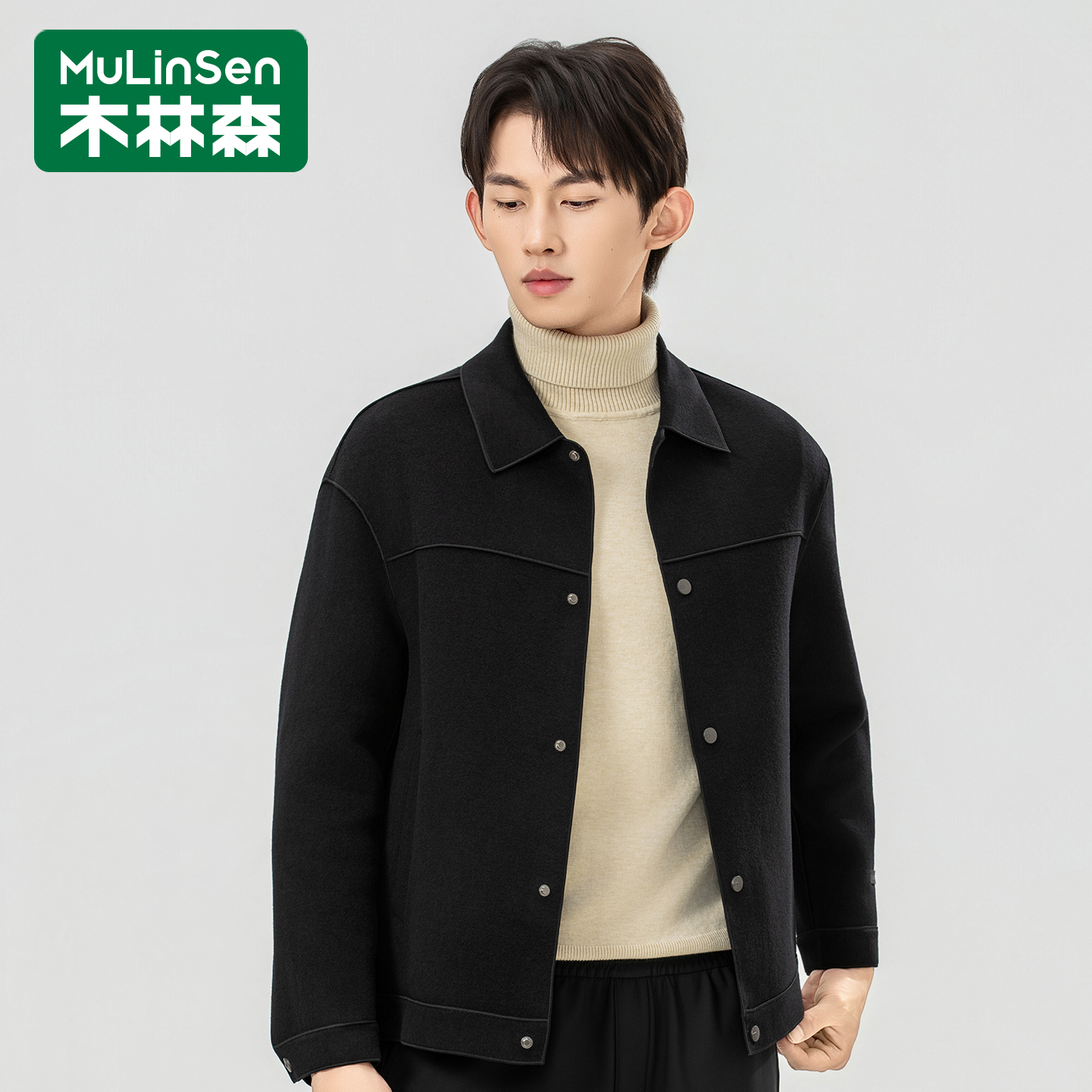 木林森冬季新款加厚保暖毛呢大衣