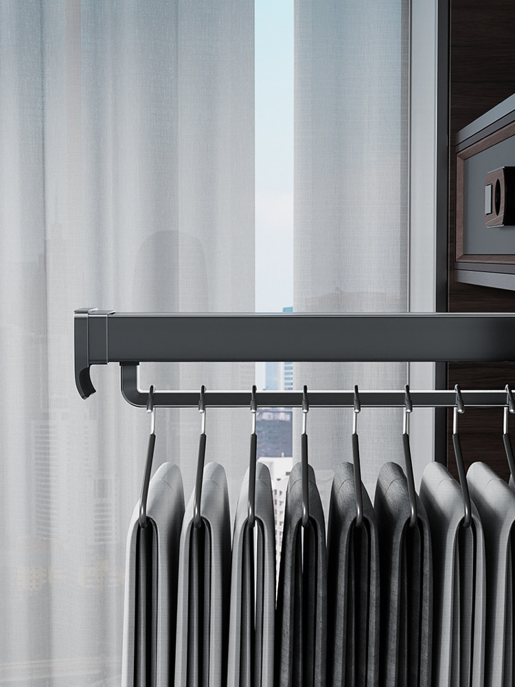 裤子架伸缩滑轨顶部安装的裤子拉出衣架衣柜内置悬挂杆家庭存储裤