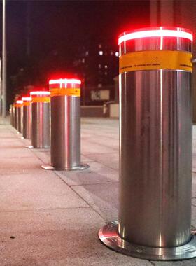 219不锈钢路障立柱全自动液压挡车柱电遥控警示桩防撞伸缩升降柱