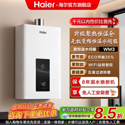 海尔水伺服恒温16升燃气热水器