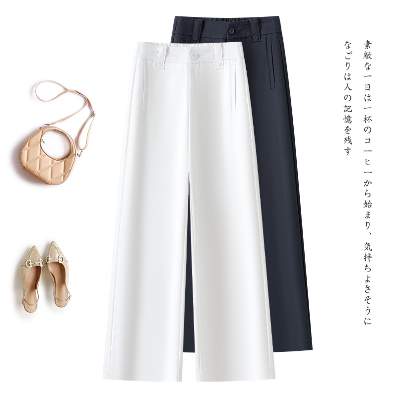 天丝棉阔腿裤女夏季薄款2025新款高腰垂感宽松直筒休闲西装九分裤