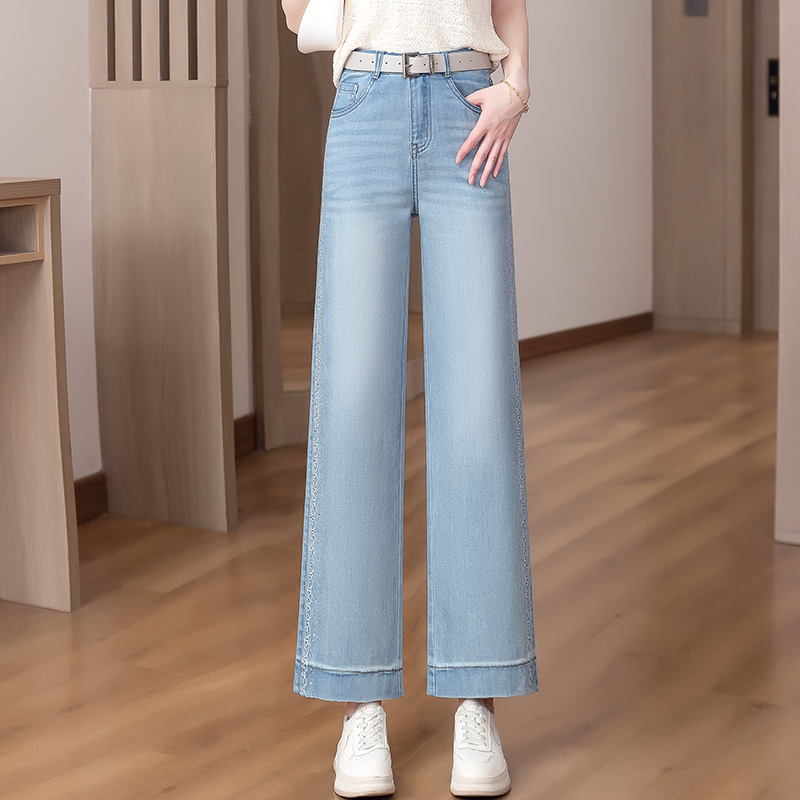 牛仔裤女夏薄款直筒裤女2025新款小个子巨好看的裤子冰丝阔腿裤女