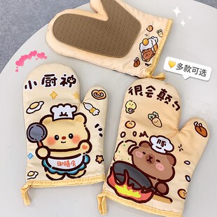 卡通硅胶手套耐高温微波炉手套防滑烤箱手套厨房隔热防烫烘焙手套