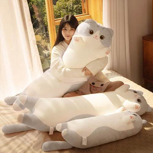 日本进口猫咪玩偶抱枕女生睡觉专用毛绒玩具抱睡夹腿长条枕头