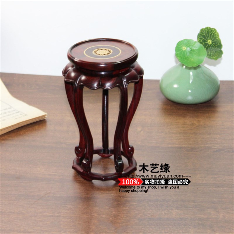红木雕工艺品摆件k底座实木质小花架盆景多肉架子茶壶玉器文玩几