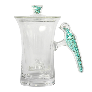 办公杯泡茶杯茶水分离杯r高档绿松石玻璃茶杯隔热个人专用喝茶杯