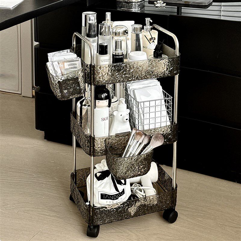 小推车置物架美容院专用化妆品分层收纳架家用卫生间W可移动整理