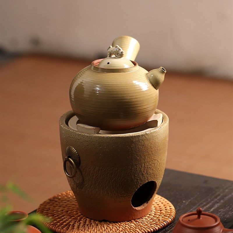 柴烧陶壶b古朴炭炉改装电热丝炉两用功夫煮茶炉风炉陶泥小火炉套,餐饮具,煮茶炉,淘宝优惠券,粉丝福利购,淘宝优惠卷