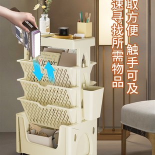 家用大容量可移动书架学生桌边落地F办公室收纳架书本多层置物架