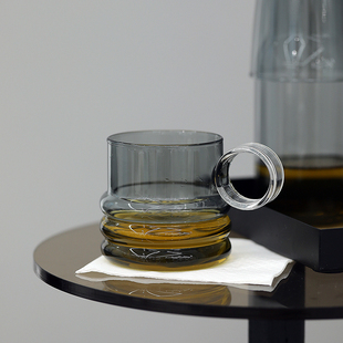 高硼硅水杯 办公室耐热r茶杯 家用喝水套杯 灰色果汁杯牛奶杯套装
