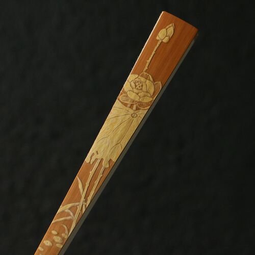 精品名家戚有良纯手工留青雕刻花鸟图老J玉竹文玩竹折扇七寸小扇