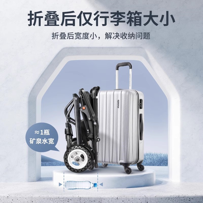 舒伦士电动轮椅超轻智能全自动轻便折H叠老人专用残疾人四轮代步图片