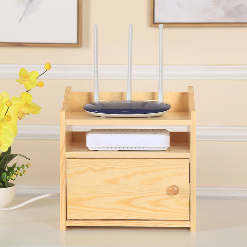 实木收纳盒路由器大号网线u整理箱宽带免打孔客厅超大壁挂式置物