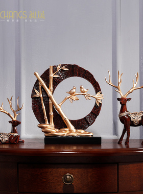 电视柜鹿摆件工艺开业礼品办公室创意隔断装饰品家居Y客厅玄关装