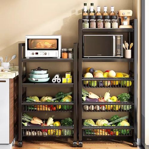 德国厨房多功能置物架落地多层收纳货架零L食蔬菜收纳架微波炉架