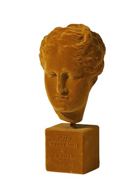 轻奢橙色样板房茶几组合s装饰玄关电视柜玻璃花器植绒摆件储物罐