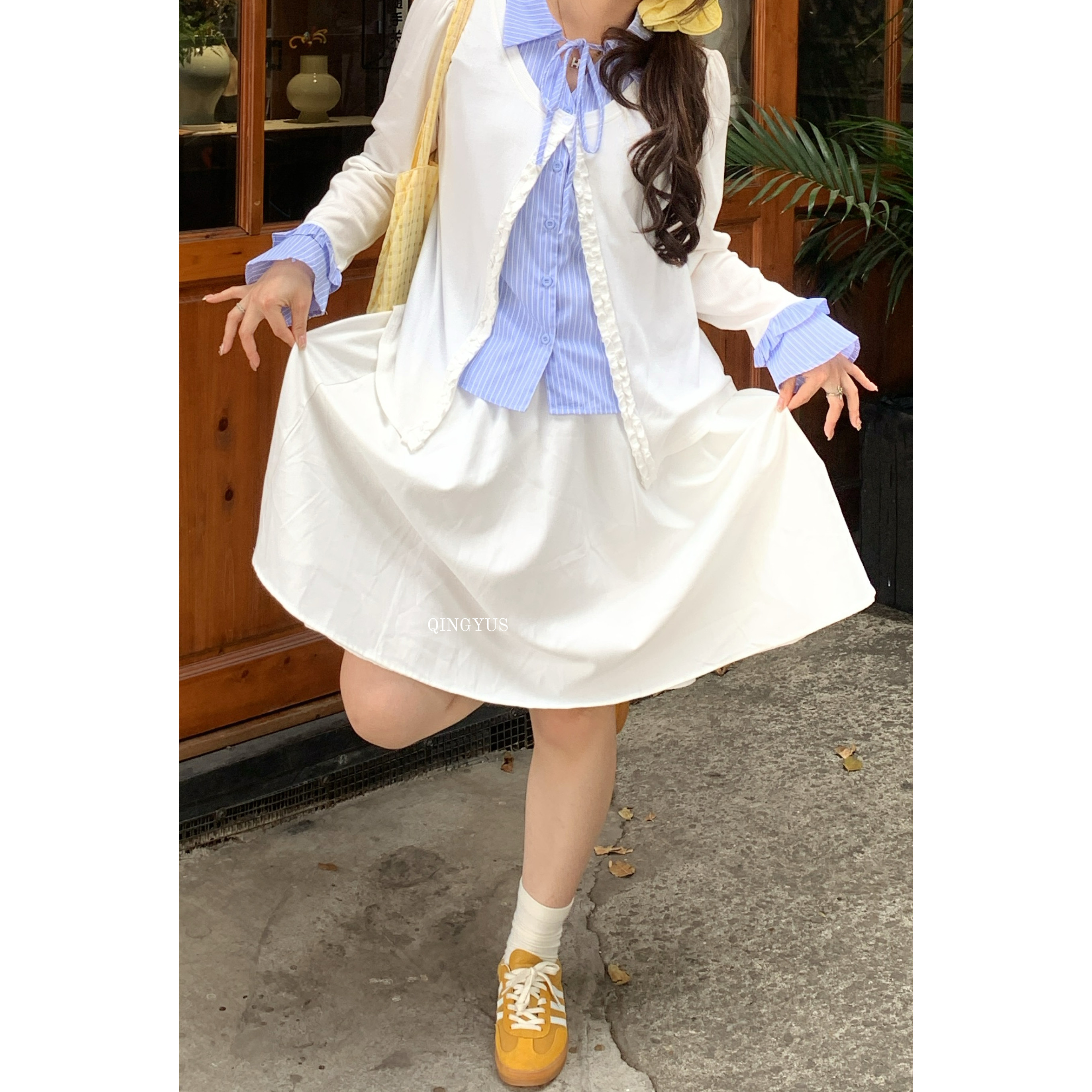 青屿衫-春夏韩系中裙微胖显瘦大码女装ins风穿搭宽松遮大腿半身裙