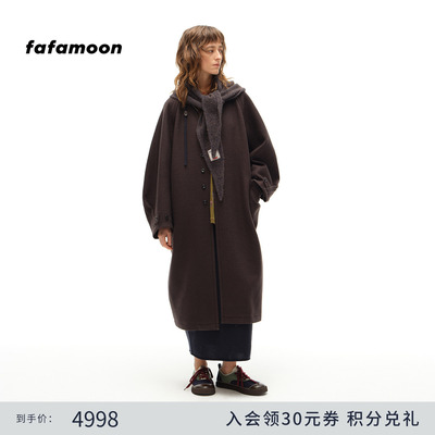 【2025秋冬新品】fafamoon设计师品牌 苏菲大围巾宽压线长大衣女