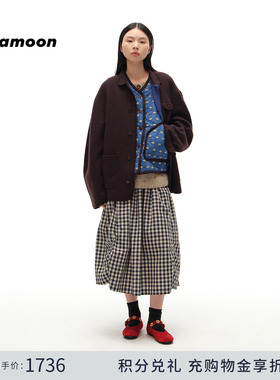 【博主同款】fafamoon2025秋冬新品 不规则抽皱半身裙宽松A字裙