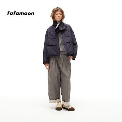 fafamoon设计师品牌秋冬两面穿绗线廓形棉服外套女