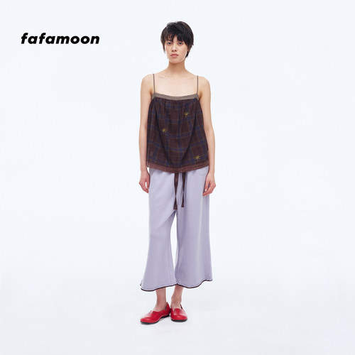 【2026早秋新品】fafamoon设计师品牌 针织拼接刺绣装饰吊带