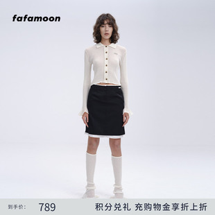 fafamoon设计师品牌 夏季时尚细花边低腰五分西装裙半身裙短裙子