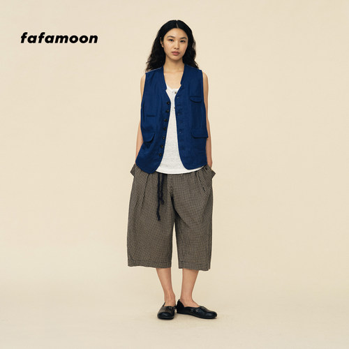 【2026春季新品】fafamoon设计师品牌 V领四袋拼接宽松休闲马甲