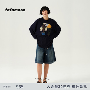 休闲A字形短裤 打褶量感牛仔裤 女 新品 fafamoon设计师品牌2025夏季
