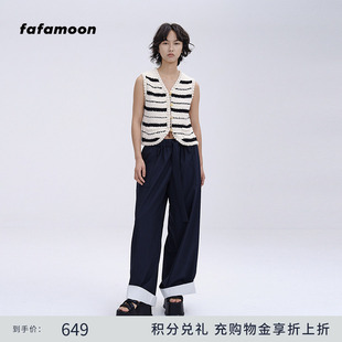 【fafamoon设计师品牌】手工钩花编织条纹针织可外穿设计感马甲女