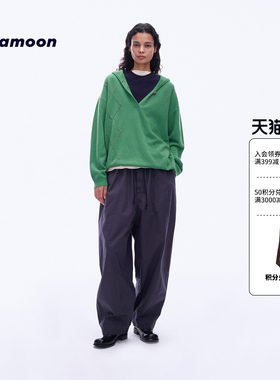 【2026秋冬新品】fafamoon设计师品牌不对称嵌花毛衣