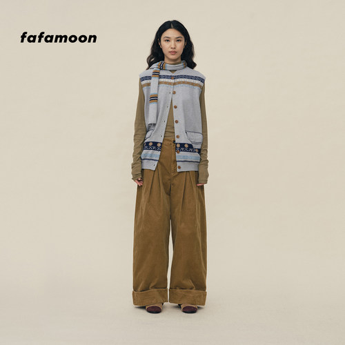 【2026早春胶囊系列】fafamoon设计师品牌条纹费尔岛羊毛马甲开衫