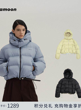 fafamoon设计师品牌 2024双绗线连帽轻盈短款保暖羽绒服外套女