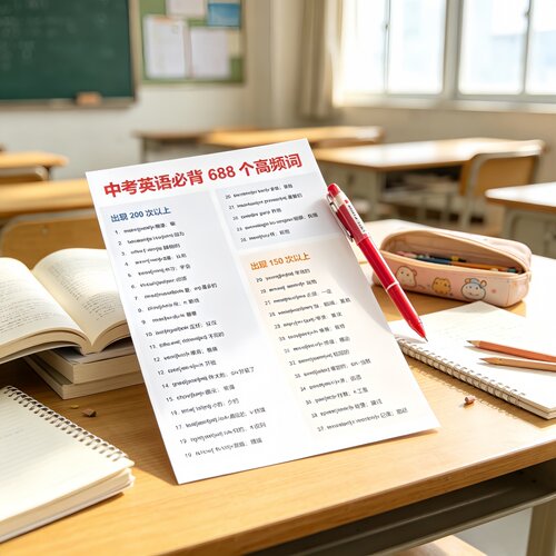 初中中考英语688个高频短语汇总必考单词速记笔记本彩印复习资料