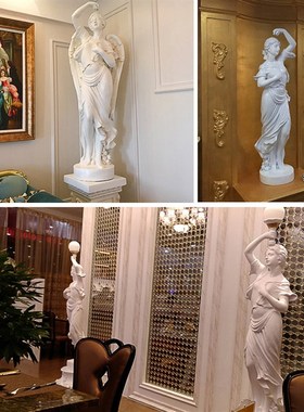 对称镜像款欧式天使摆件大型玻璃钢人物雕塑家居客厅花园庭院装饰