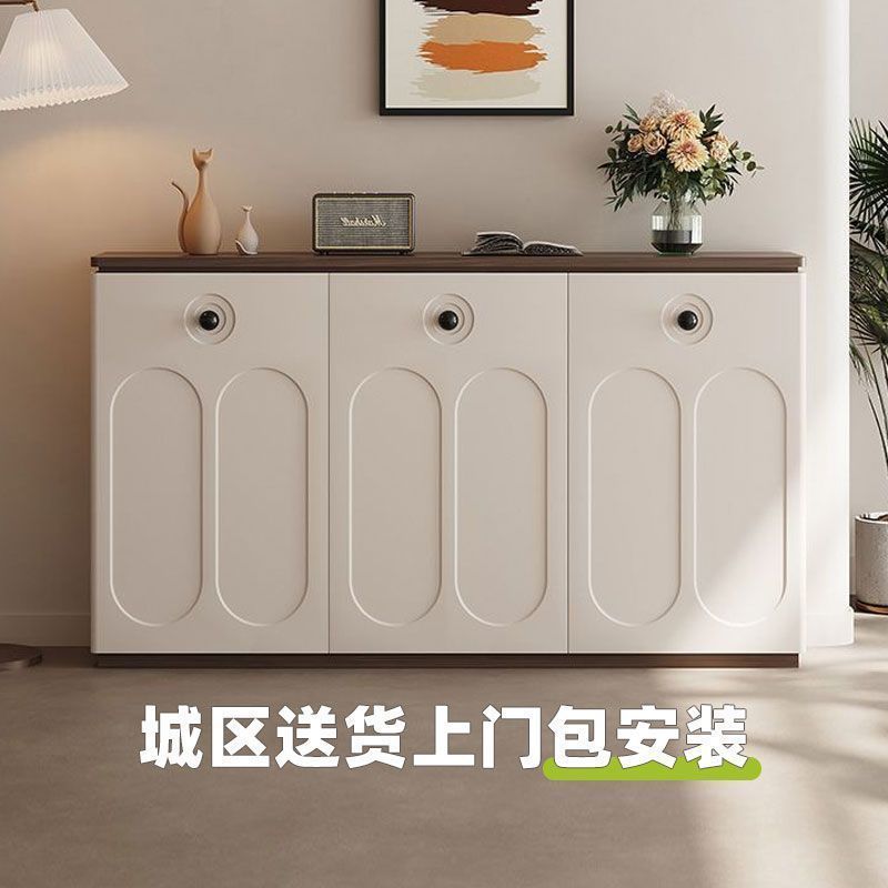 法式奶油玄关带轮指纹锁收纳柜