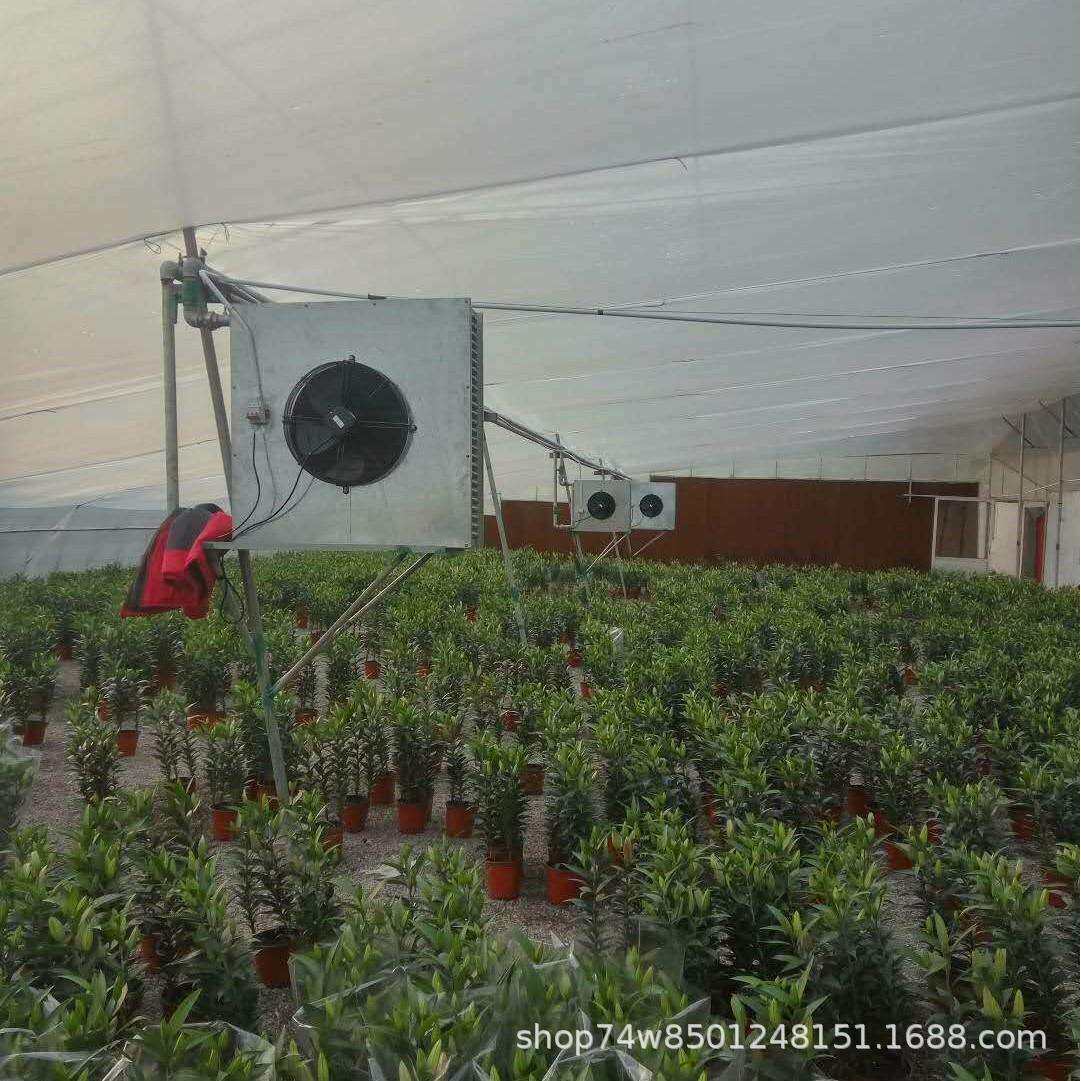 热销大棚暖风机供应水暖风机铜管水温换热器冬季加温设备