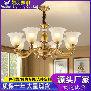全铜美式高端吊灯客厅主灯法式大气欧式复古餐厅卧室灯2025年新款