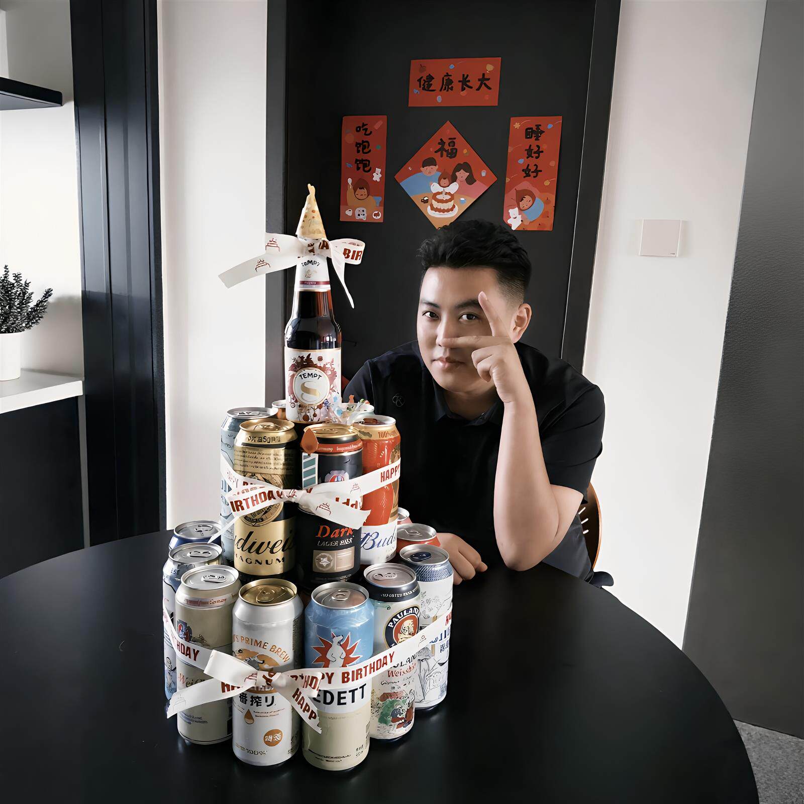 哄老公的小把戏!啤酒蛋糕diy材料包装饰丝带摆件送老公生日礼物