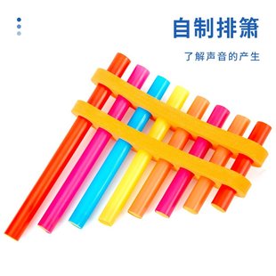 吸管排箫材料让弦发出高低不同的声音 制作乐器 声音盒+排箫 四上