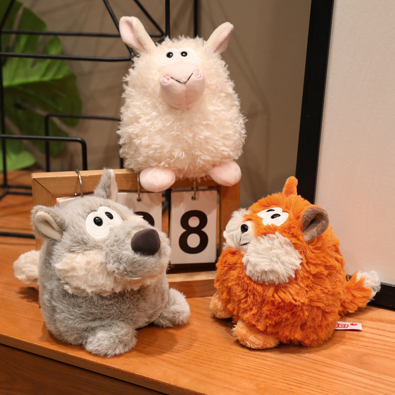 萌趣森林动物小狼狐狸毛绒玩具公仔绵羊棕熊玩偶桌伴解压娃娃礼物