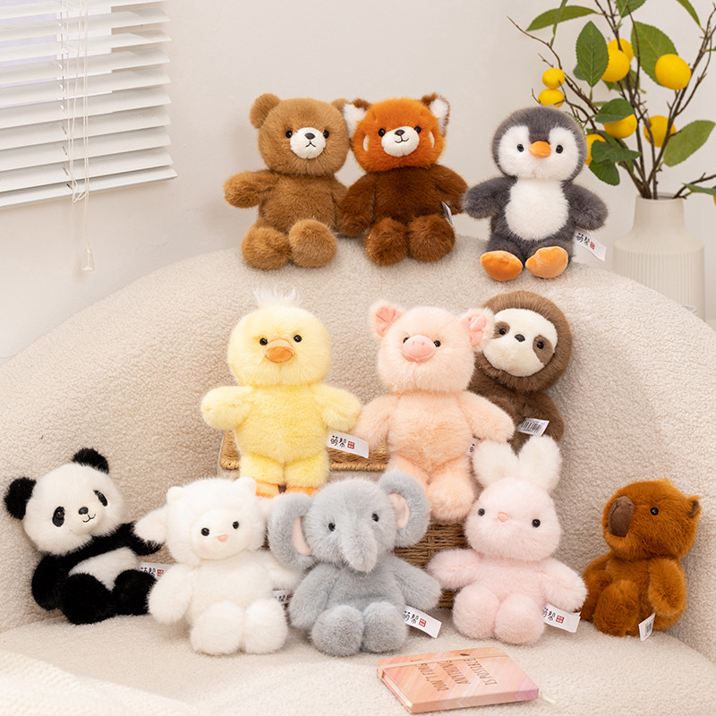 卡通跑跑小熊猫兔子企鹅毛绒公仔水豚树懒玩偶桌伴布娃娃生日礼物